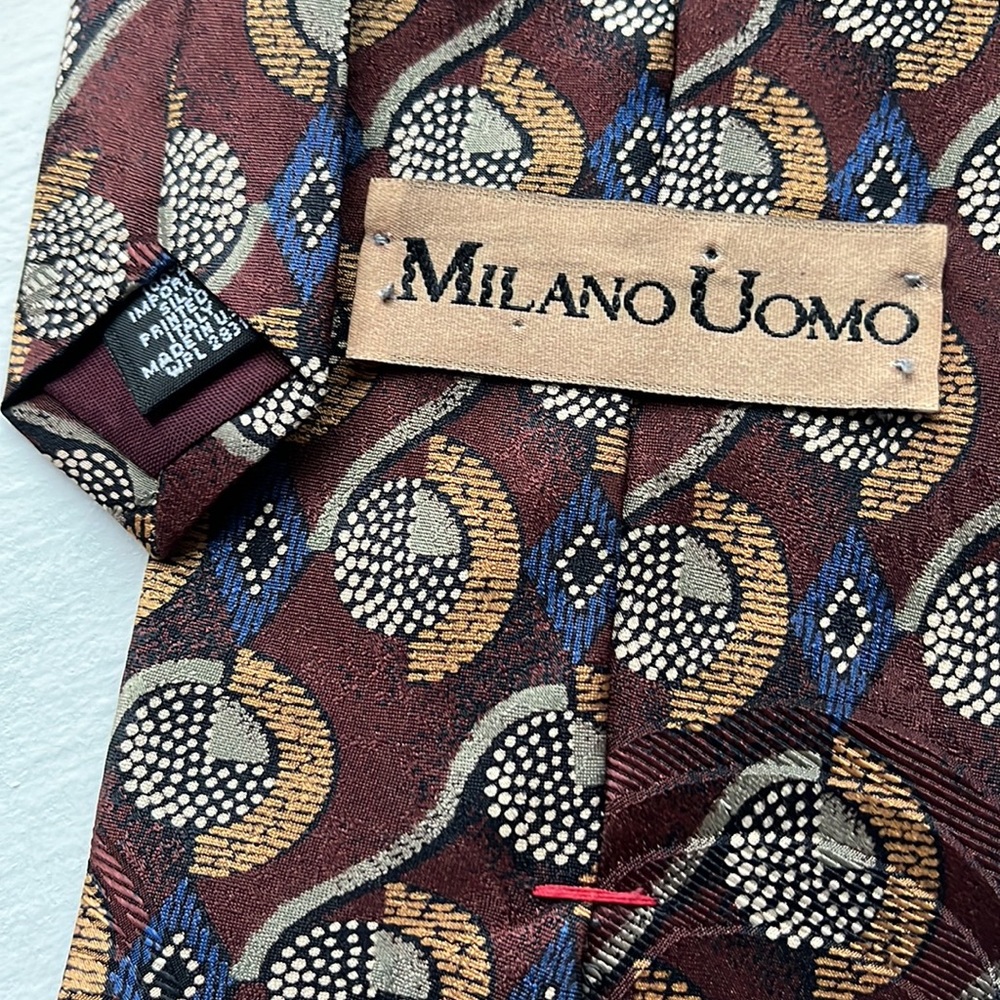 Milano uomo vintage silk pattern Mens tie - Picture 2 of 2